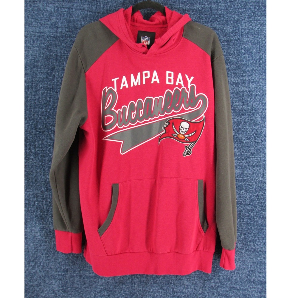 NFL Tampa Bay Buccaneers Hoodie Mens XL Red Cotton Blend Regular Raglan Pullover